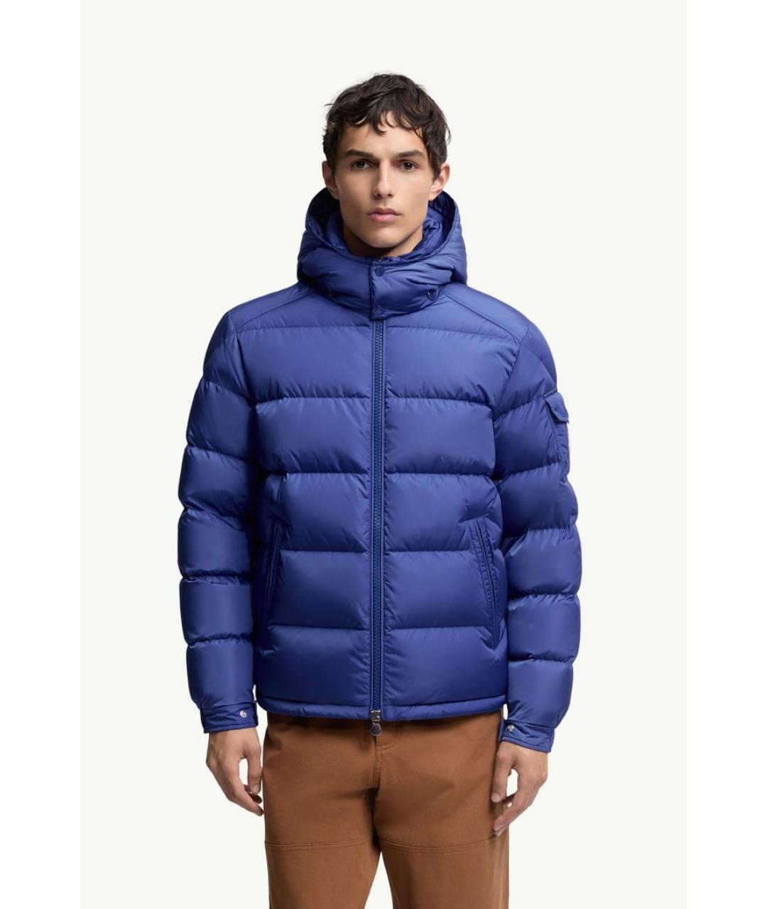 MONCLER Синий полиамидовый пуховик, фото 2