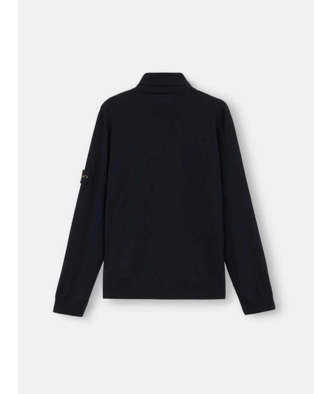 STONE ISLAND Темно-синяя шерстяная водолазка, фото 5