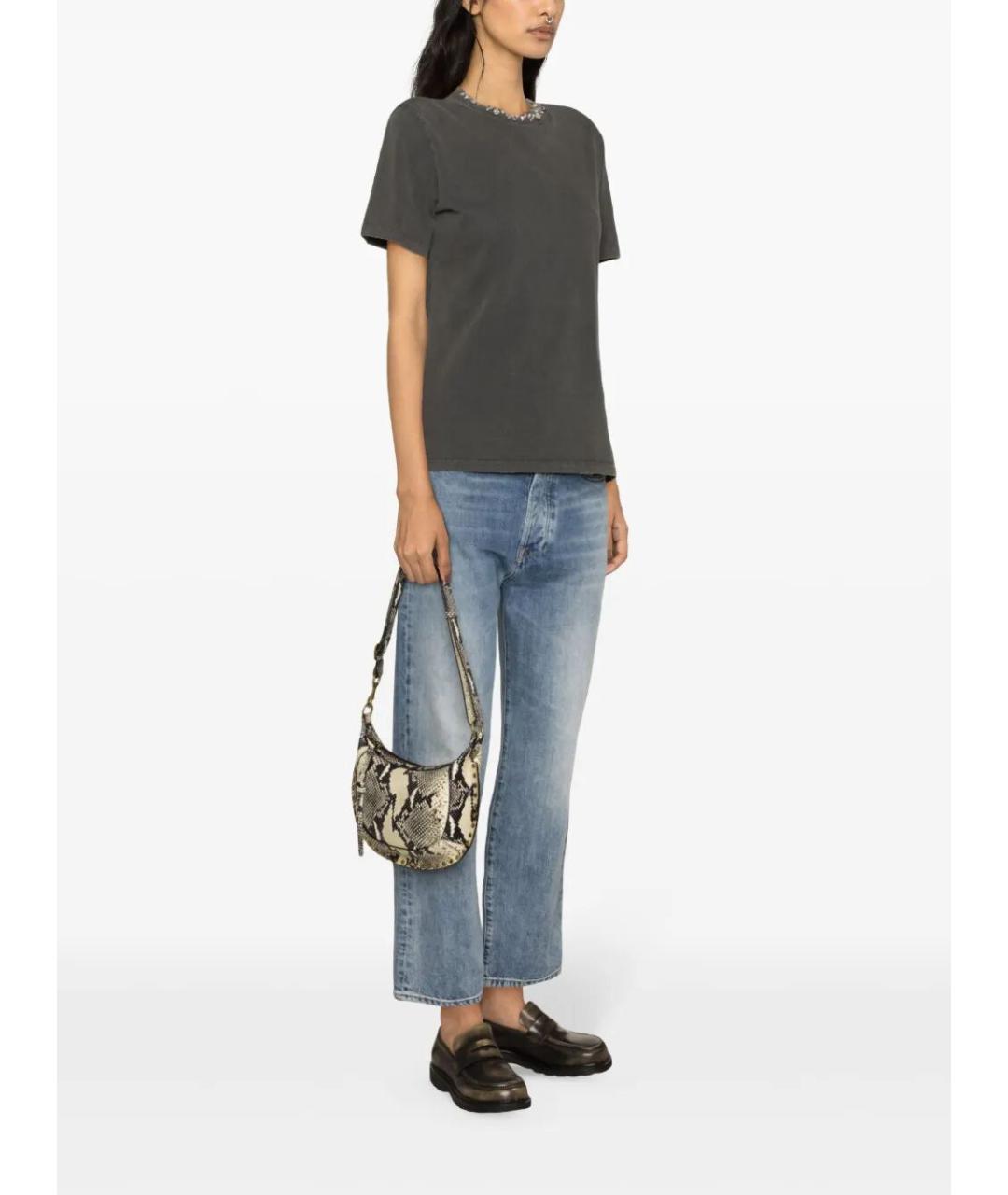 GOLDEN GOOSE DELUXE BRAND Антрацитовая хлопковая футболка, фото 4