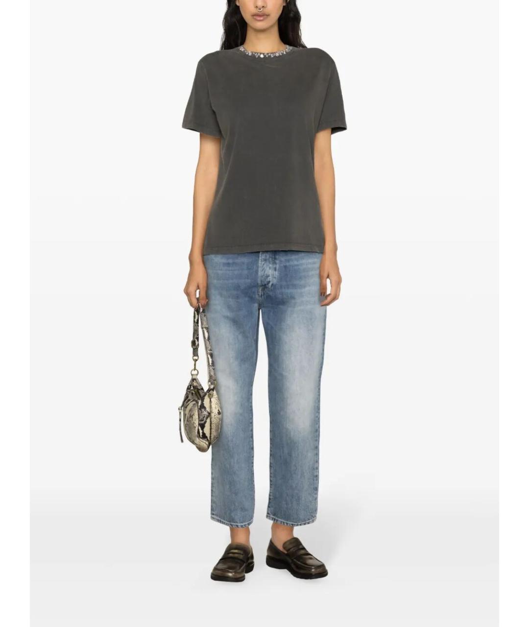 GOLDEN GOOSE DELUXE BRAND Антрацитовая хлопковая футболка, фото 2