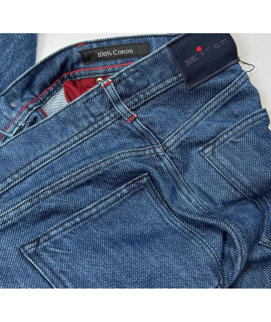 KITON Темно-синие хлопковые прямые джинсы, фото 4