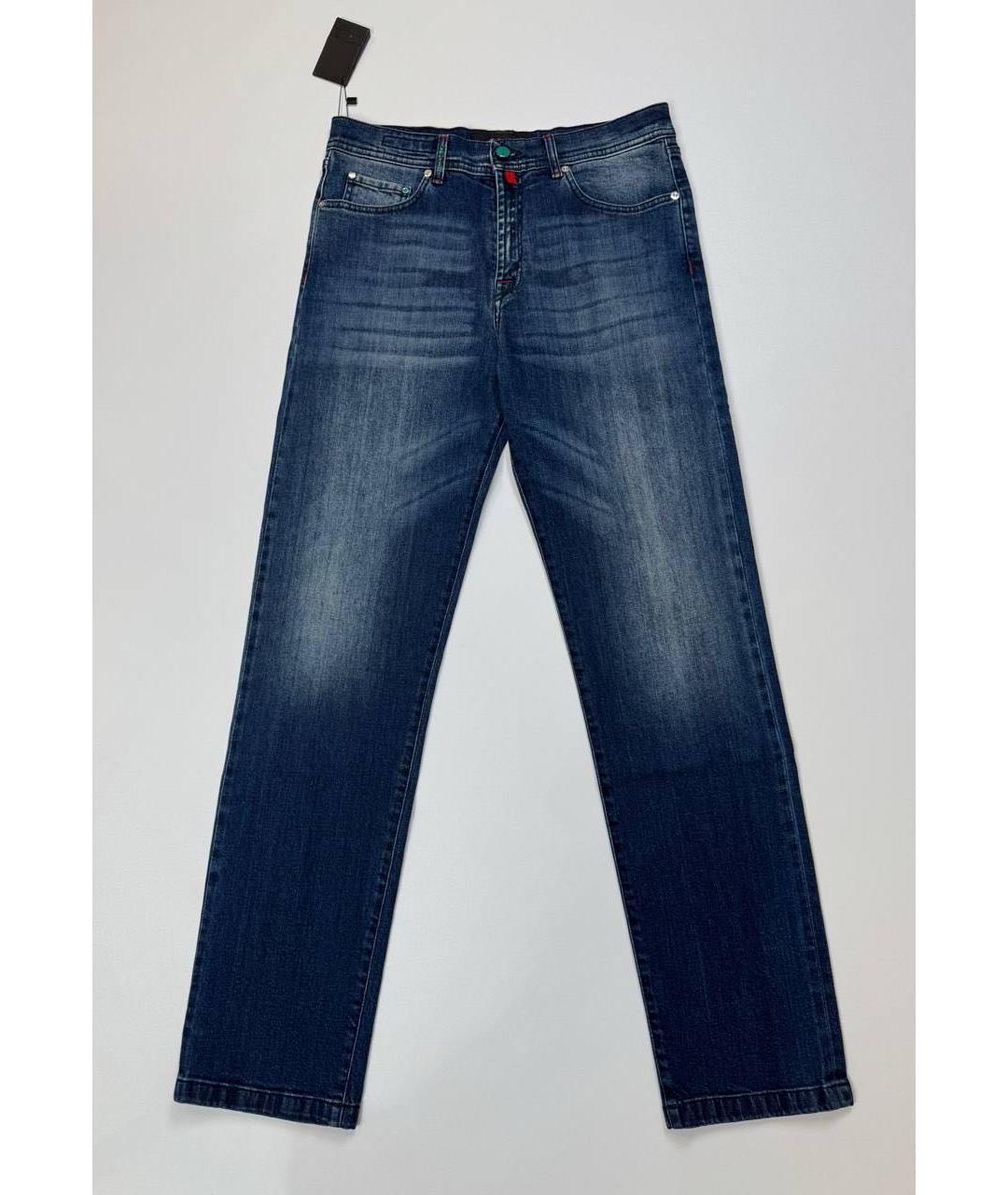 KITON Темно-синие хлопко-эластановые прямые джинсы, фото 5
