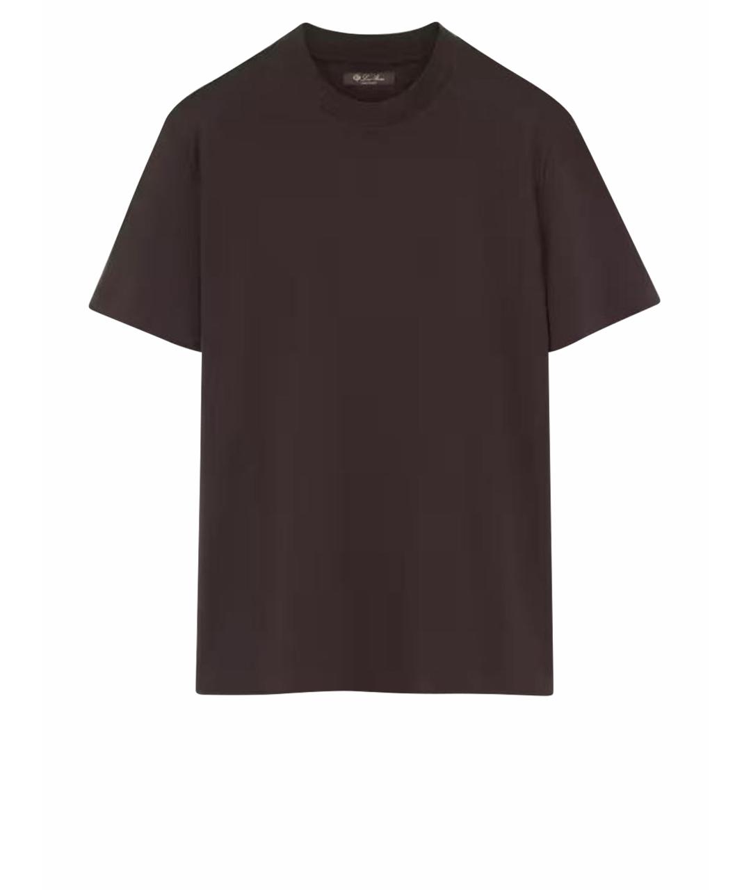 LORO PIANA Коричневая хлопковая футболка, фото 1