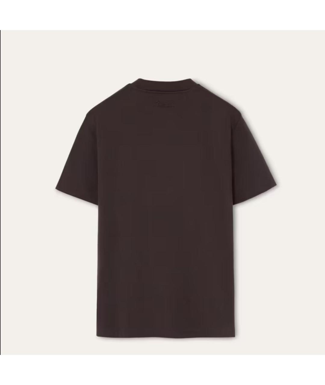 LORO PIANA Коричневая хлопковая футболка, фото 2