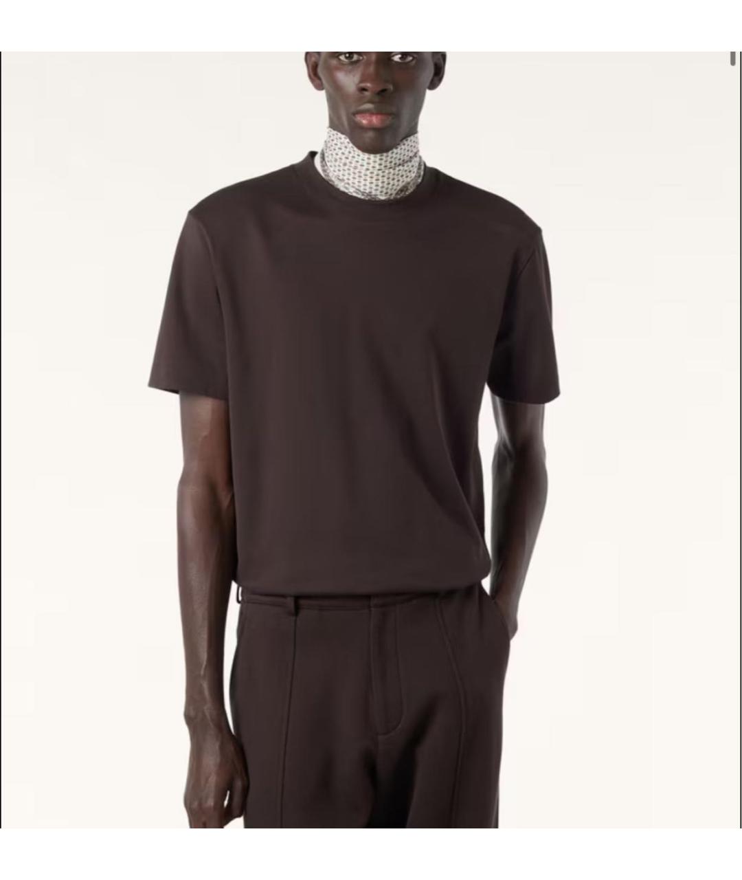 LORO PIANA Коричневая хлопковая футболка, фото 5