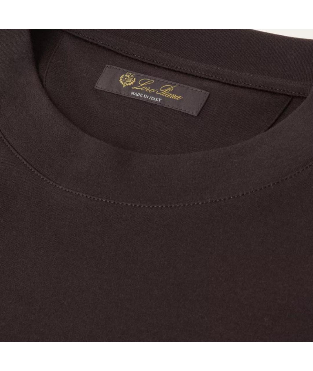 LORO PIANA Коричневая хлопковая футболка, фото 4