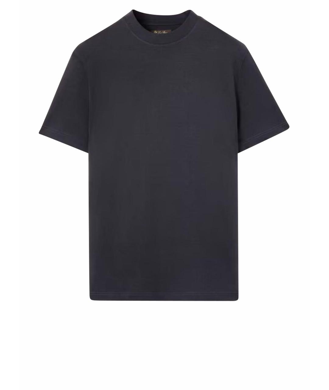 LORO PIANA Темно-синяя хлопковая футболка, фото 1