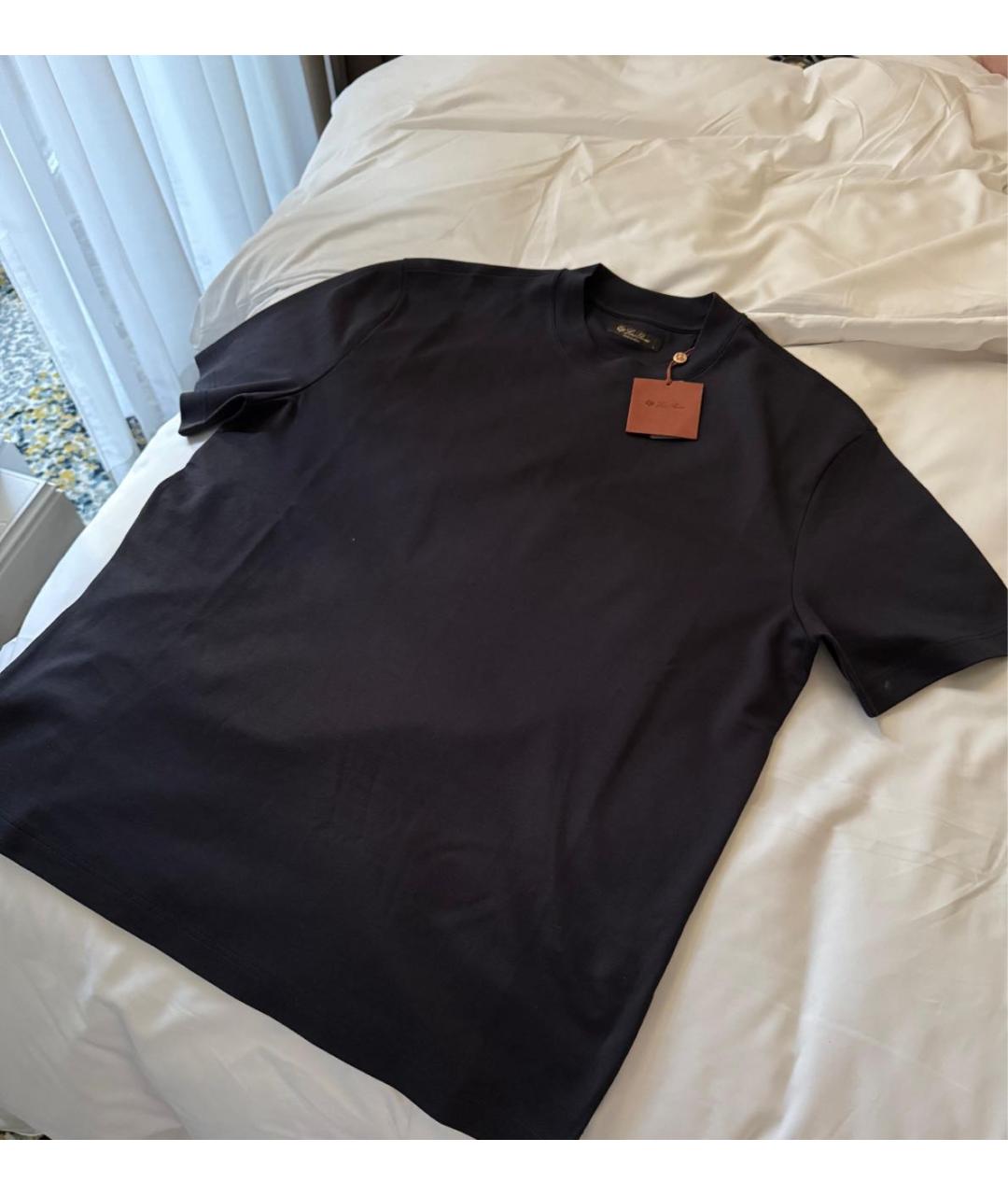 LORO PIANA Темно-синяя хлопковая футболка, фото 7