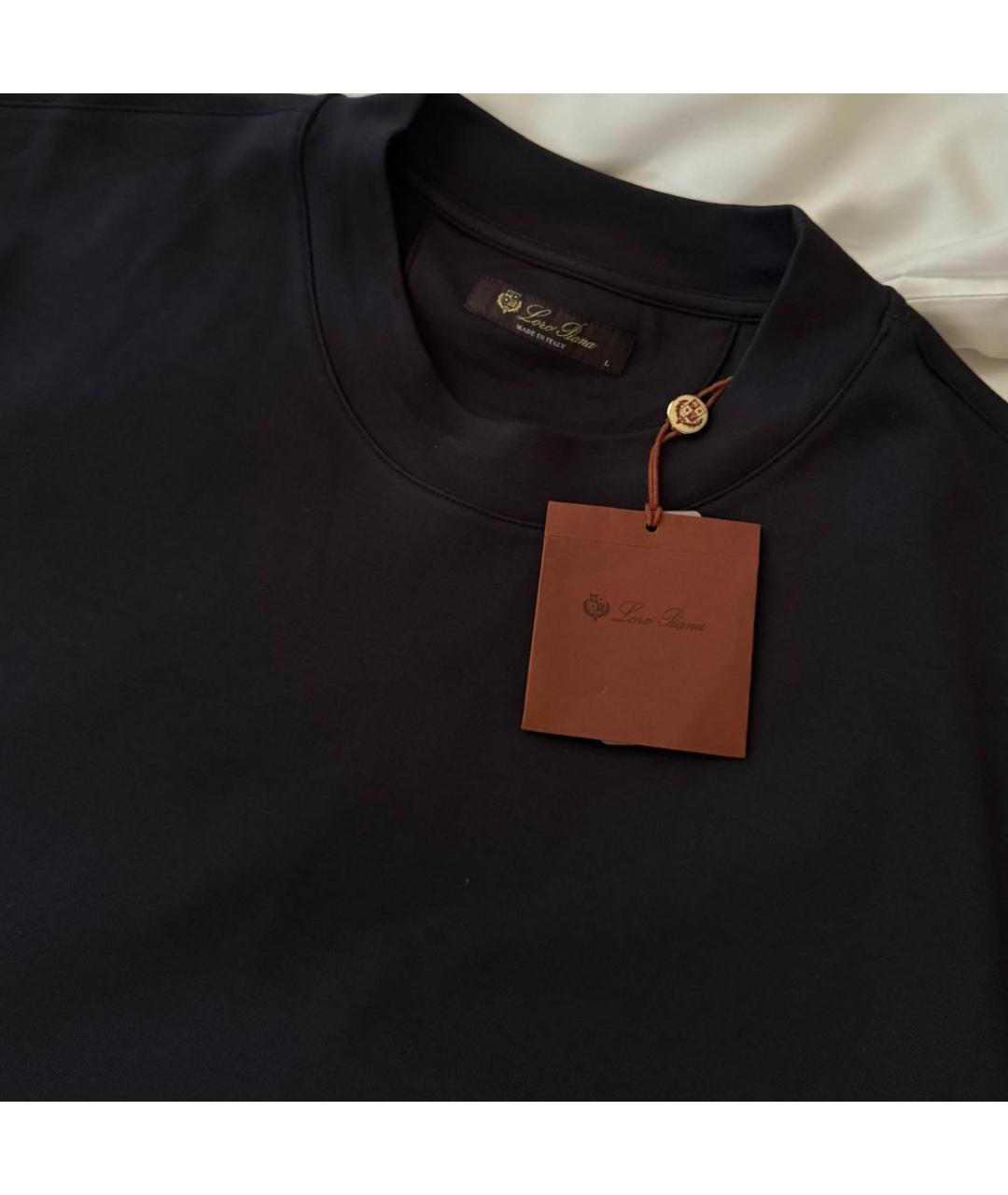LORO PIANA Темно-синяя хлопковая футболка, фото 8