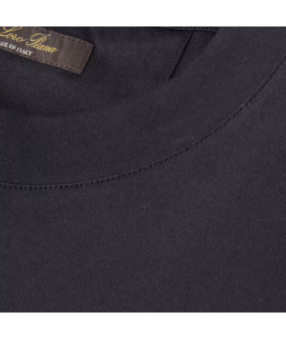 LORO PIANA Темно-синяя хлопковая футболка, фото 2