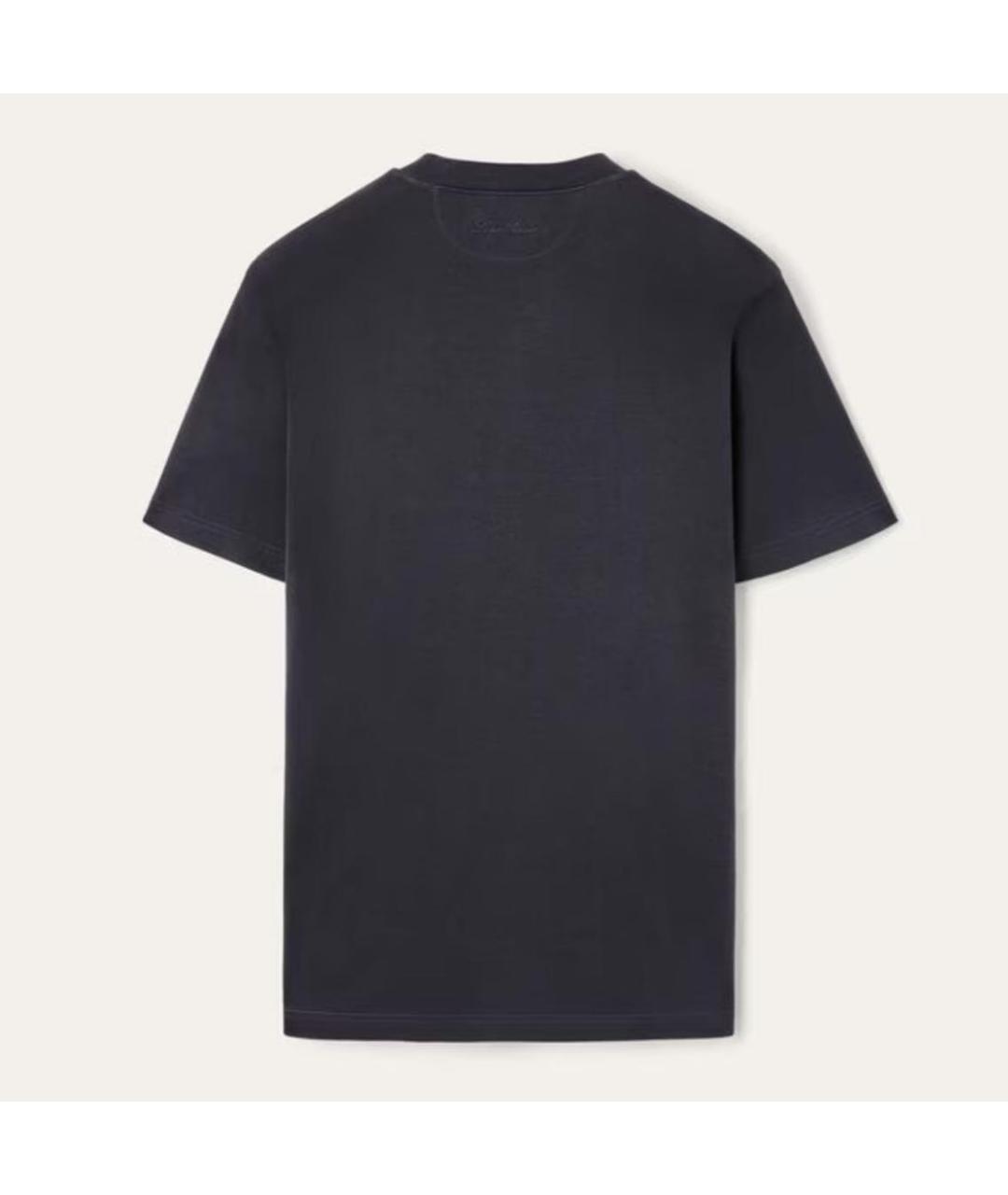 LORO PIANA Темно-синяя хлопковая футболка, фото 6