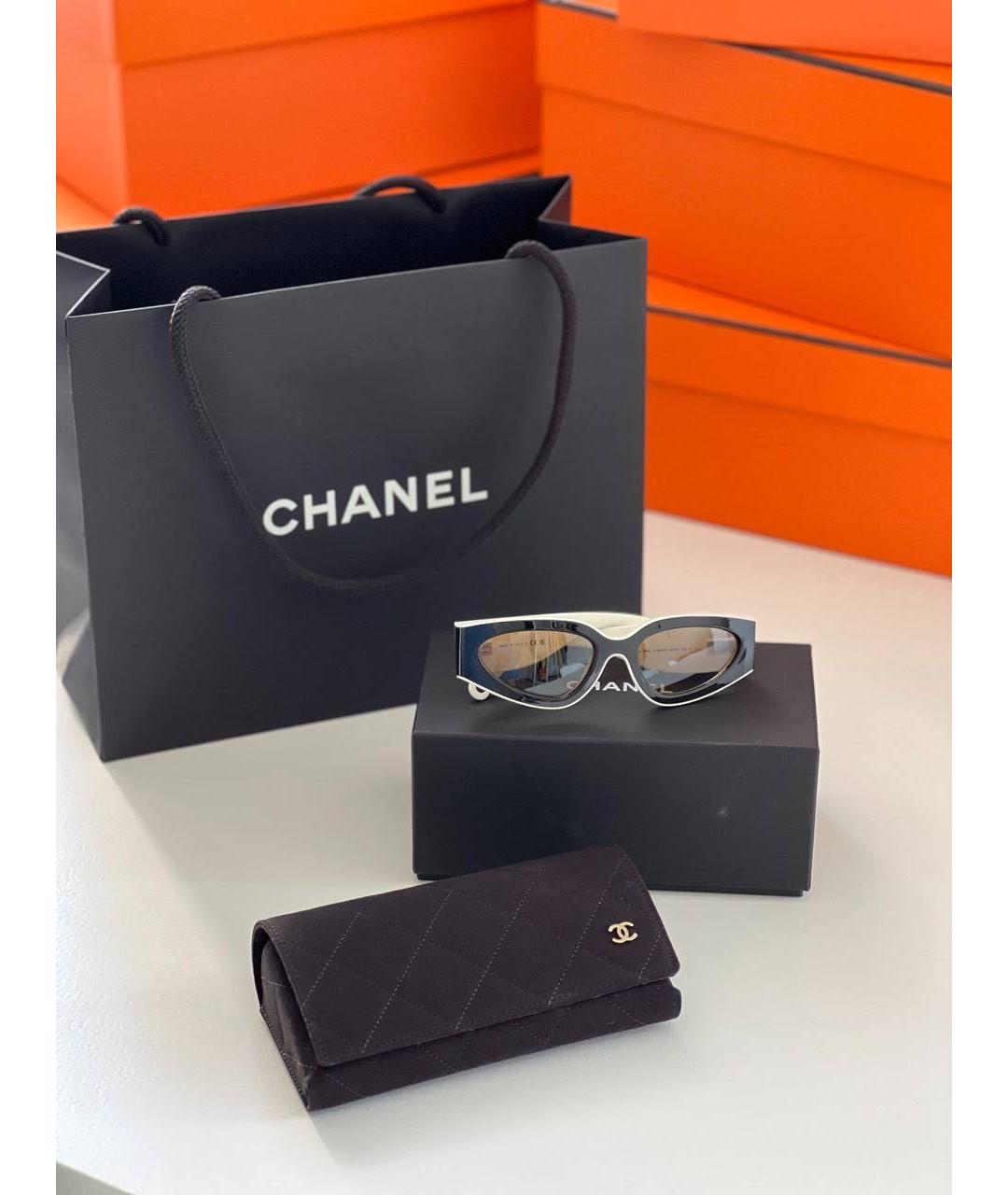 CHANEL Белые пластиковые солнцезащитные очки, фото 5