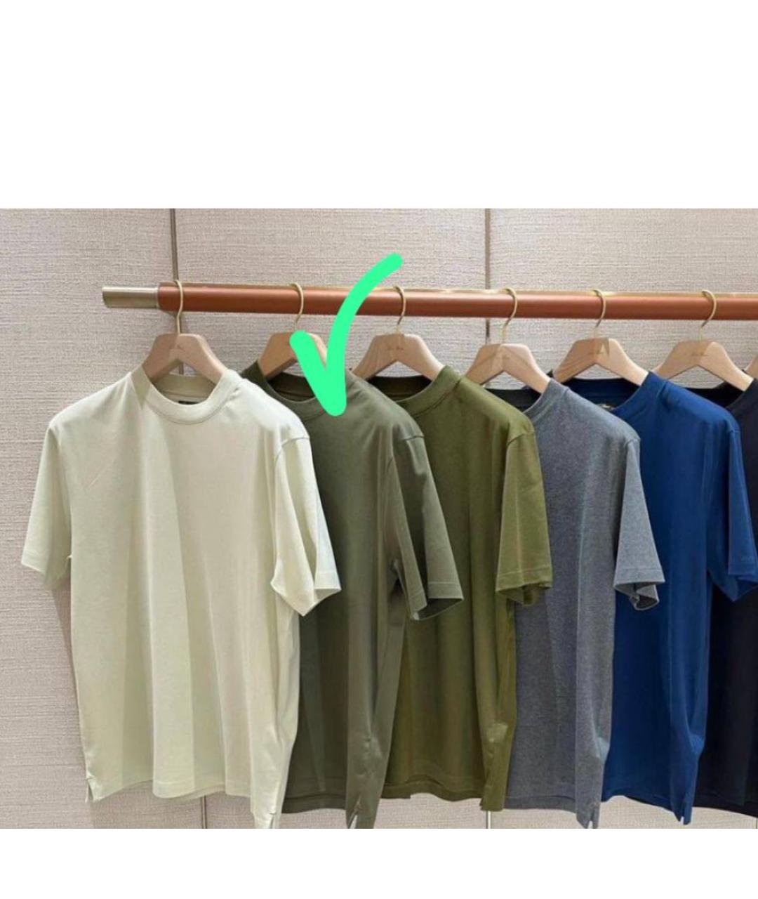 LORO PIANA Зеленая хлопковая футболка, фото 5