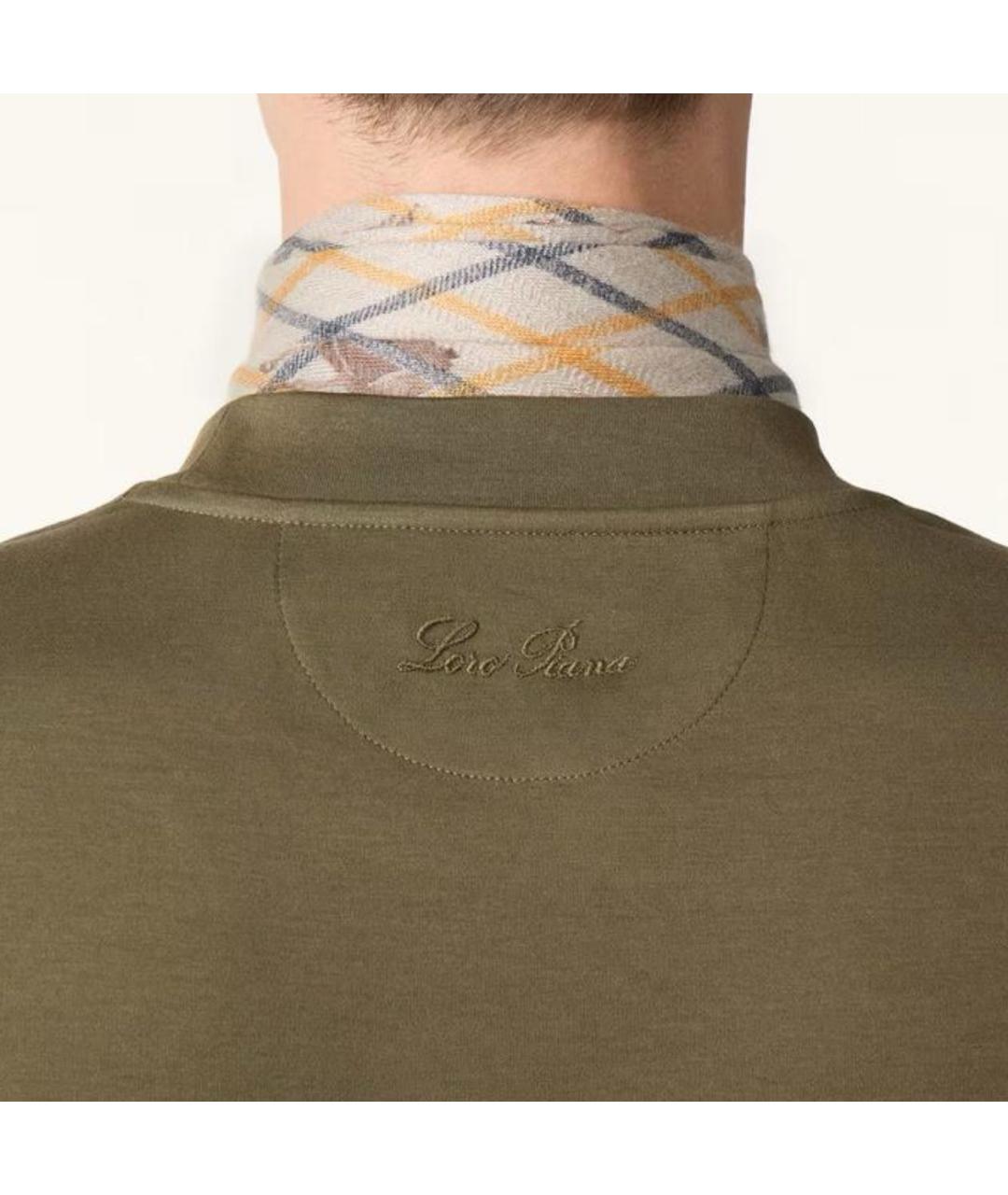 LORO PIANA Зеленая хлопковая футболка, фото 4
