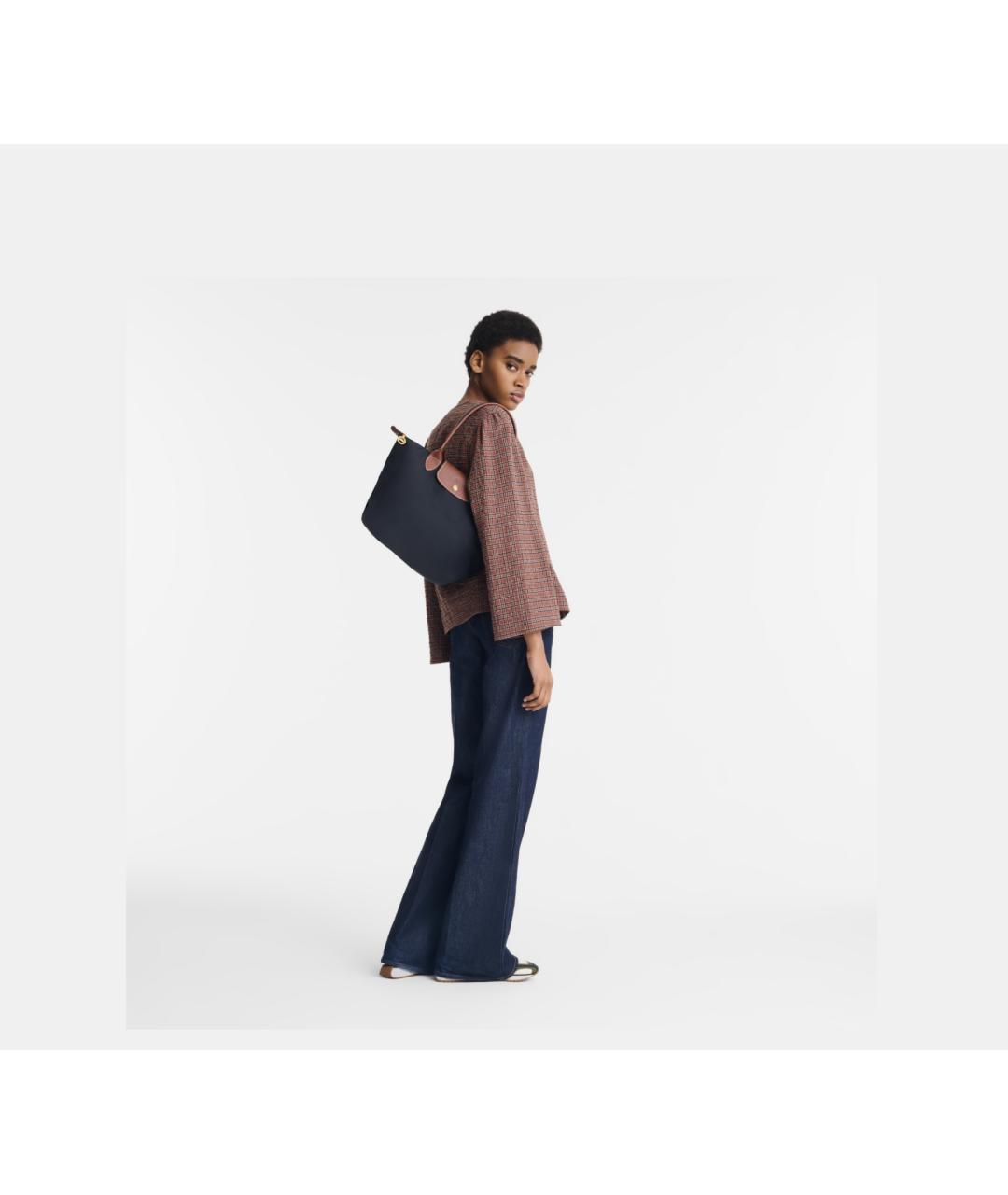 LONGCHAMP Черная кожаная сумка тоут, фото 6