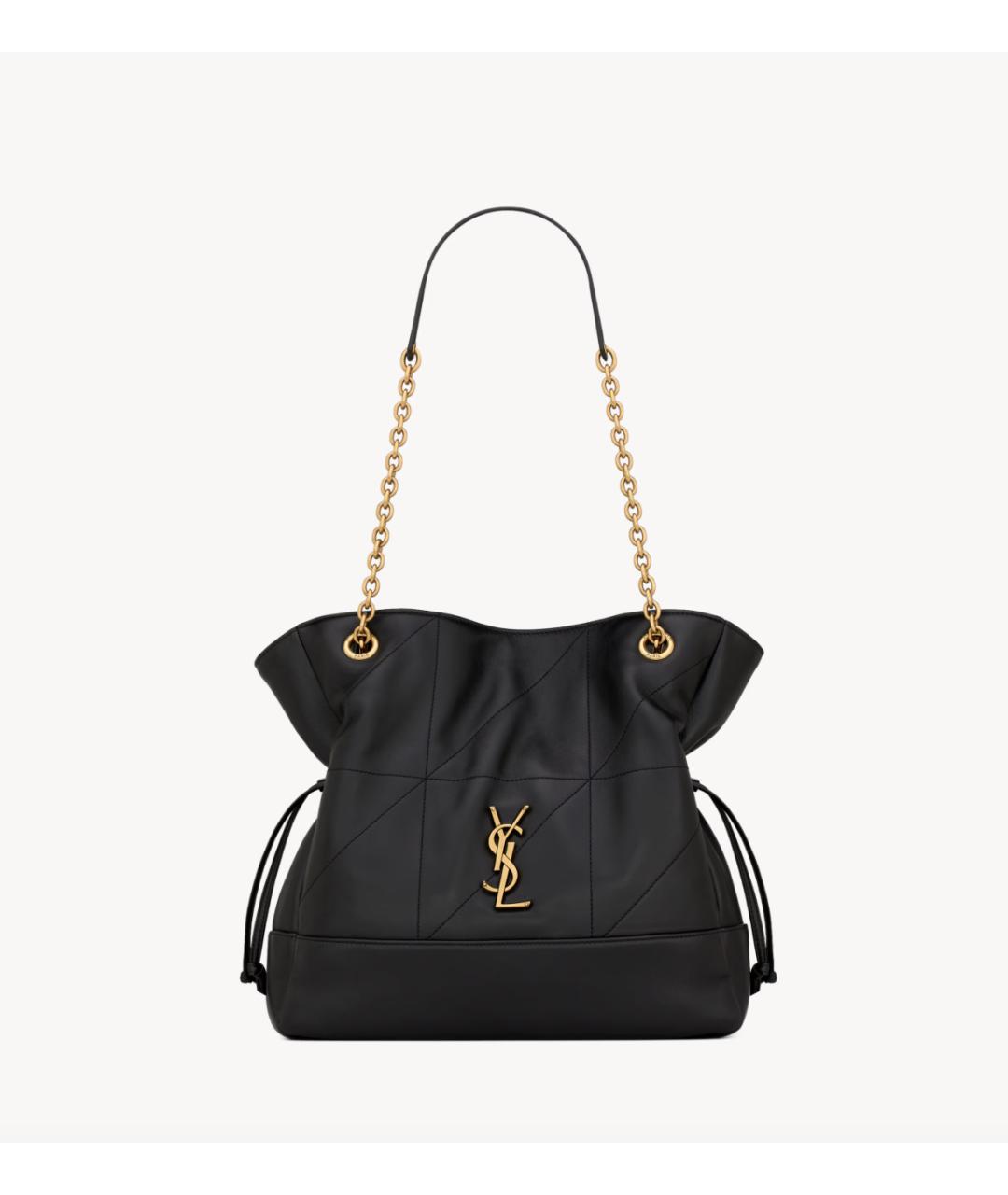 SAINT LAURENT Черная кожаная сумка с короткими ручками, фото 4