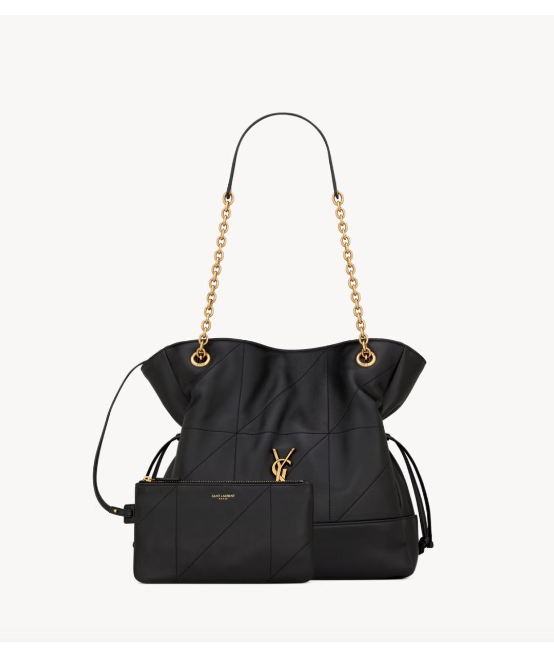 SAINT LAURENT Черная кожаная сумка с короткими ручками, фото 2