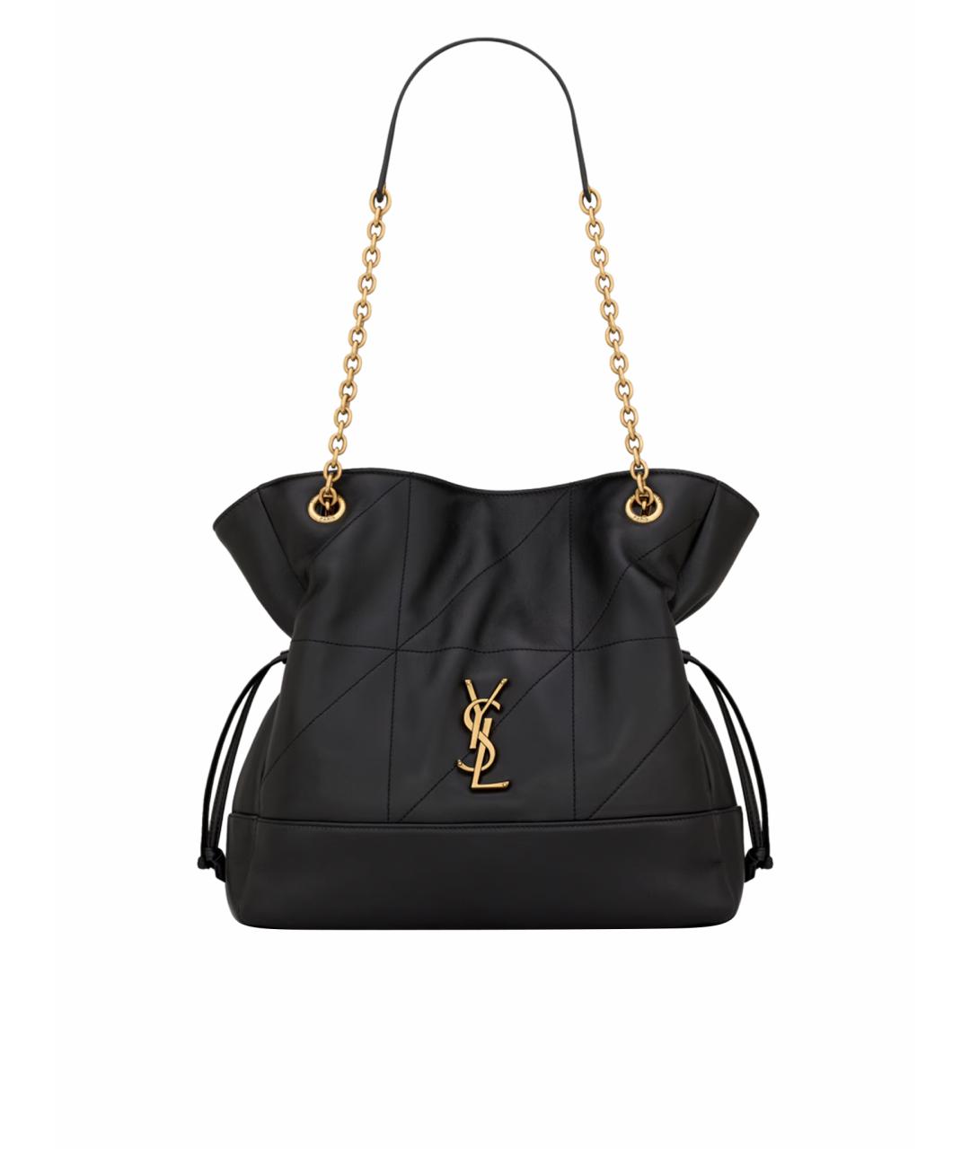 SAINT LAURENT Черная кожаная сумка с короткими ручками, фото 1