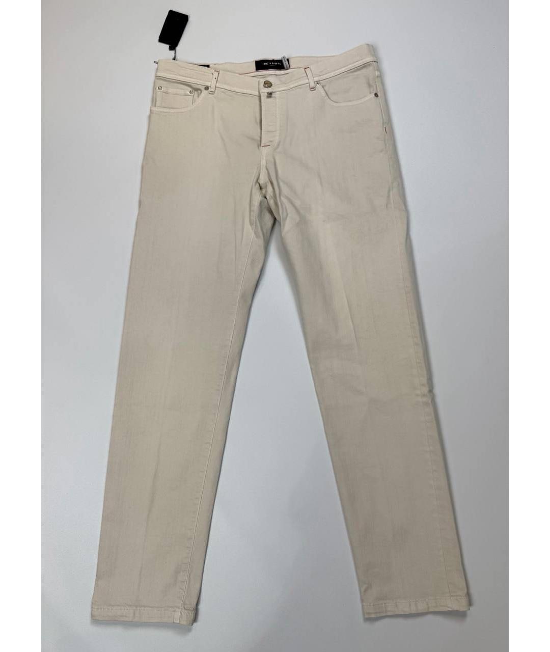 KITON Бежевые хлопко-эластановые прямые джинсы, фото 5