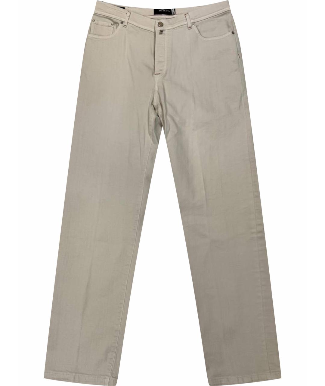 KITON Бежевые хлопко-эластановые прямые джинсы, фото 1