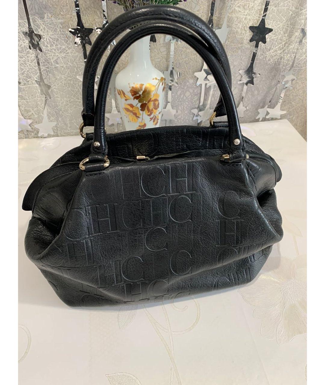 CAROLINA HERRERA Черная кожаная сумка с короткими ручками, фото 2