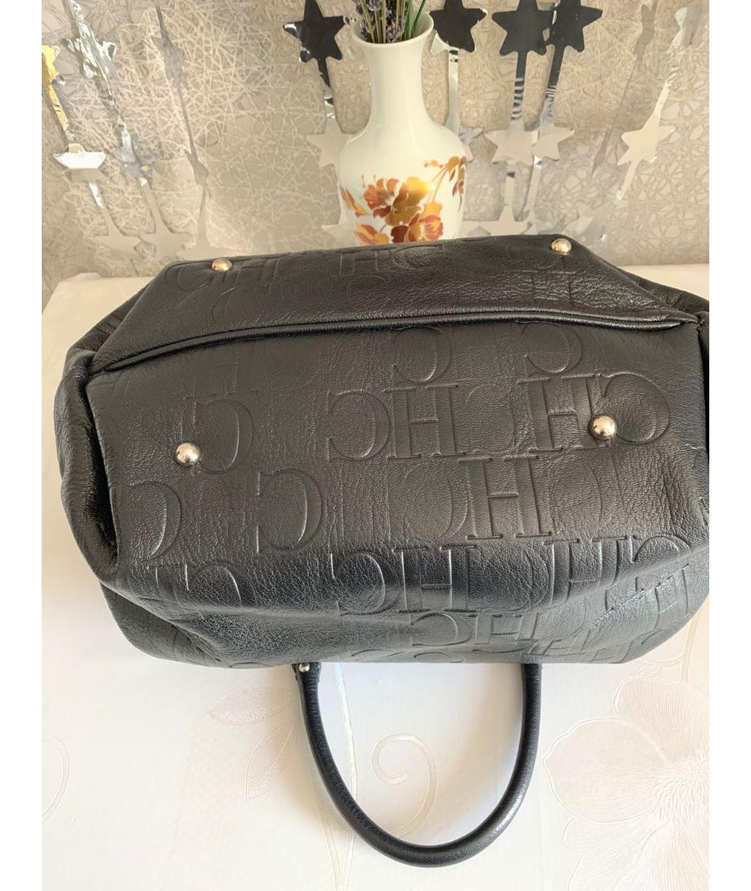 CAROLINA HERRERA Черная кожаная сумка с короткими ручками, фото 3