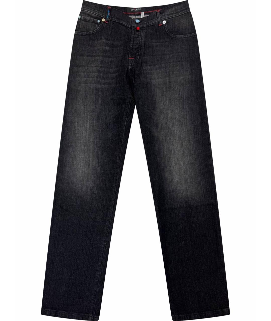 KITON Черные хлопко-эластановые прямые джинсы, фото 1