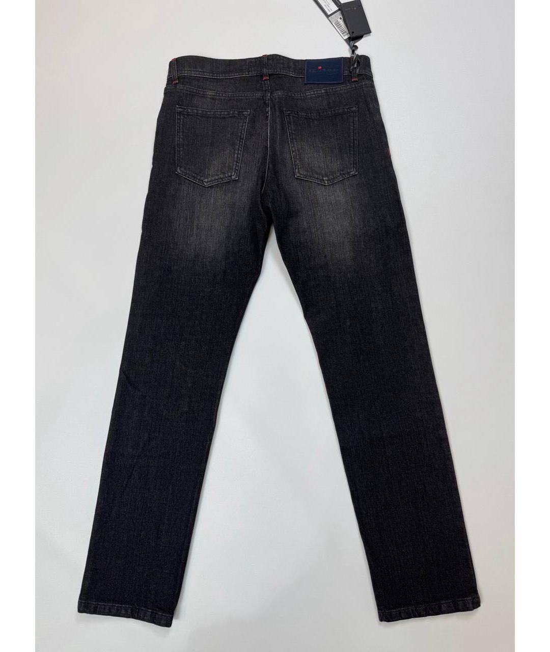 KITON Черные хлопко-эластановые прямые джинсы, фото 2