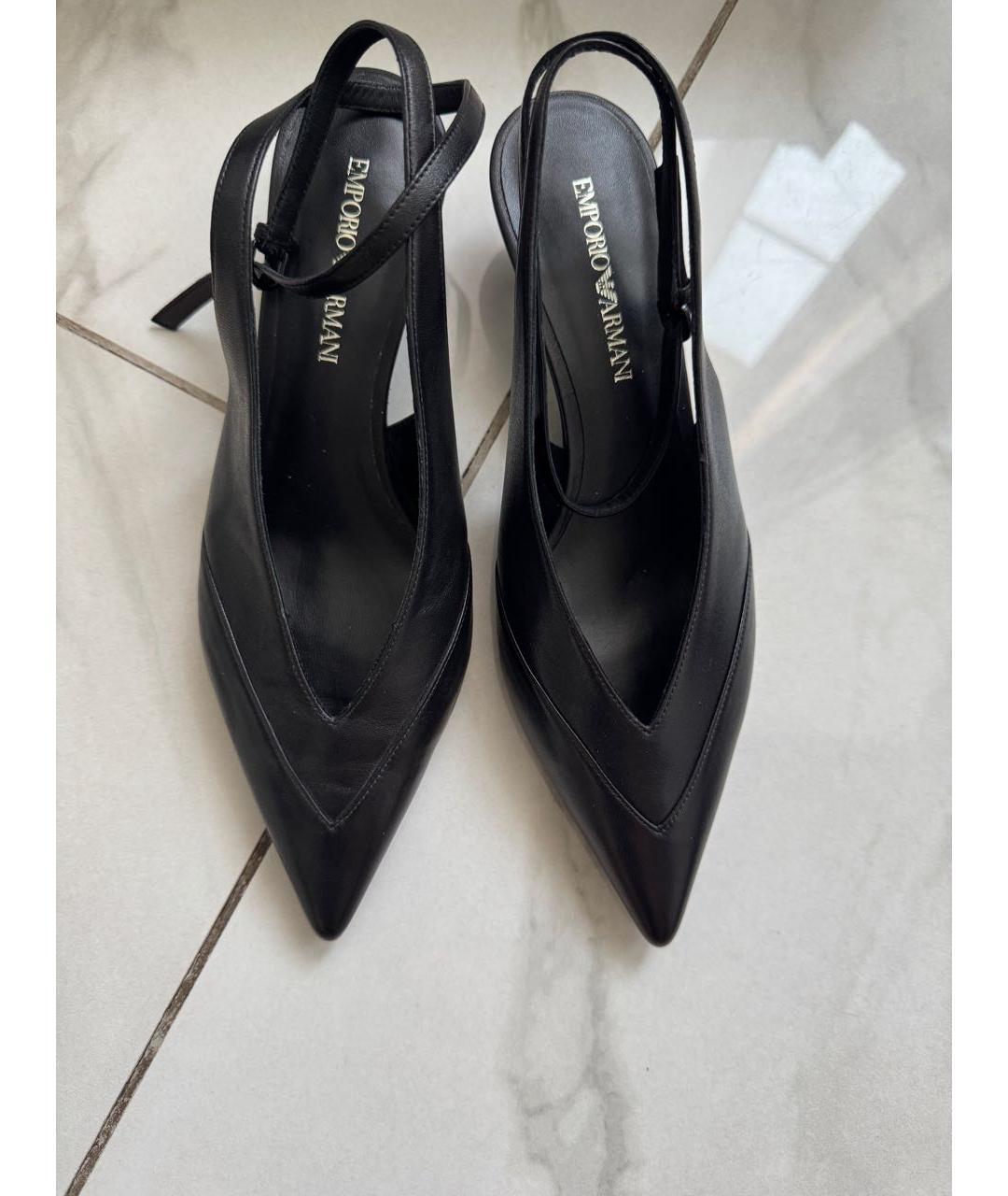 EMPORIO ARMANI Черные кожаные туфли, фото 2