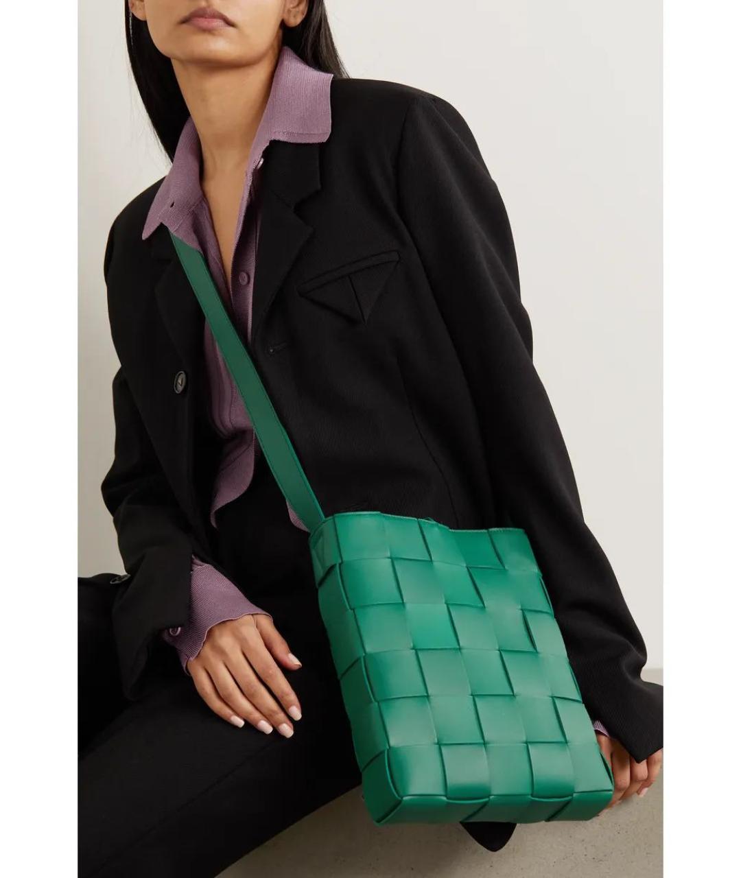 BOTTEGA VENETA Зеленая кожаная сумка через плечо, фото 2