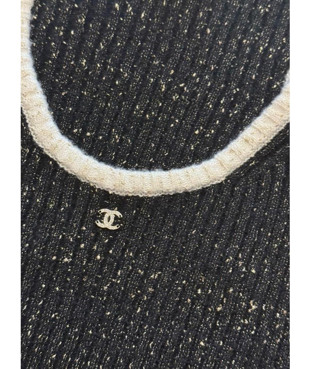 CHANEL Черная шелковая майка, фото 3