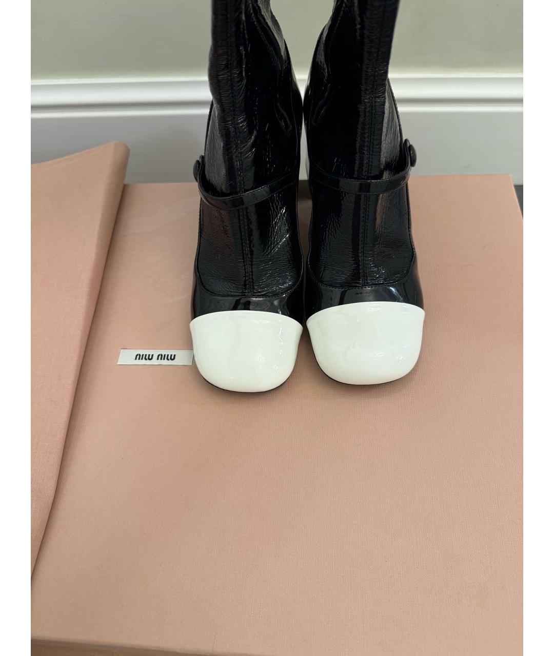 MIU MIU Черные сапоги из лакированной кожи, фото 3