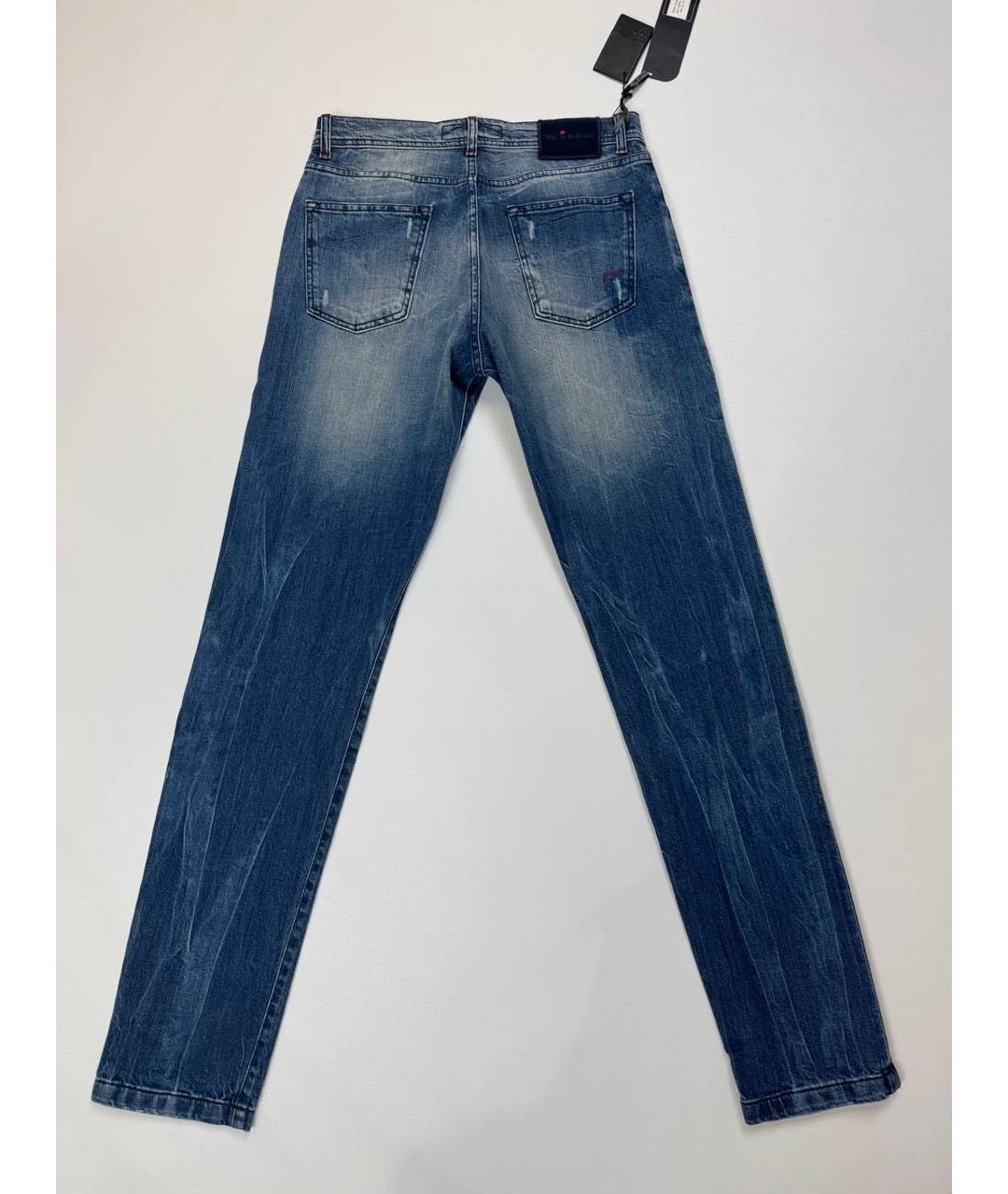 KITON Синие хлопко-эластановые прямые джинсы, фото 2