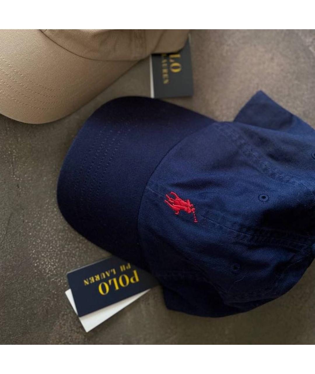 POLO RALPH LAUREN Темно-синяя хлопковая кепка/бейсболка, фото 2