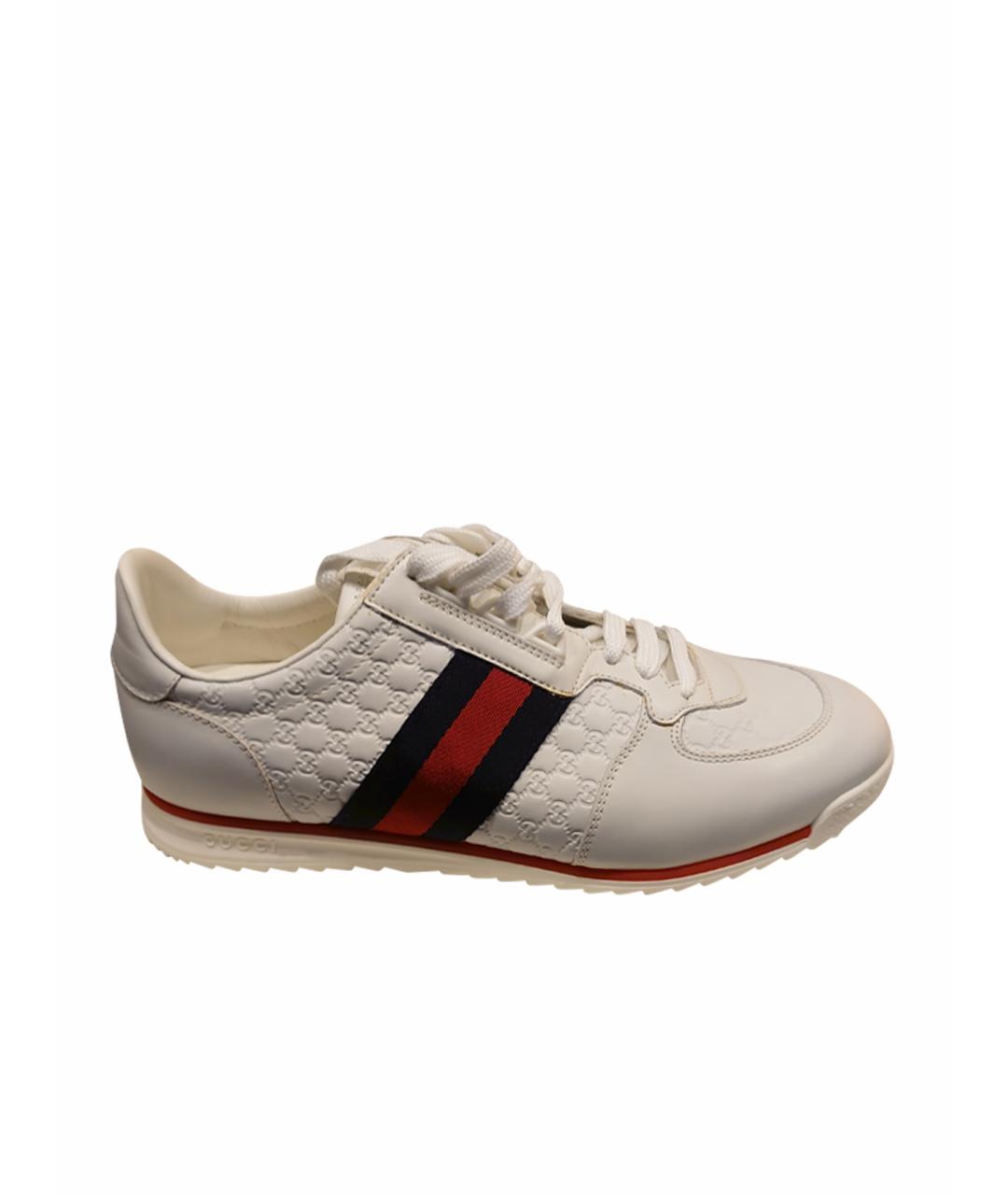 GUCCI Белые кожаные низкие кроссовки / кеды, фото 1