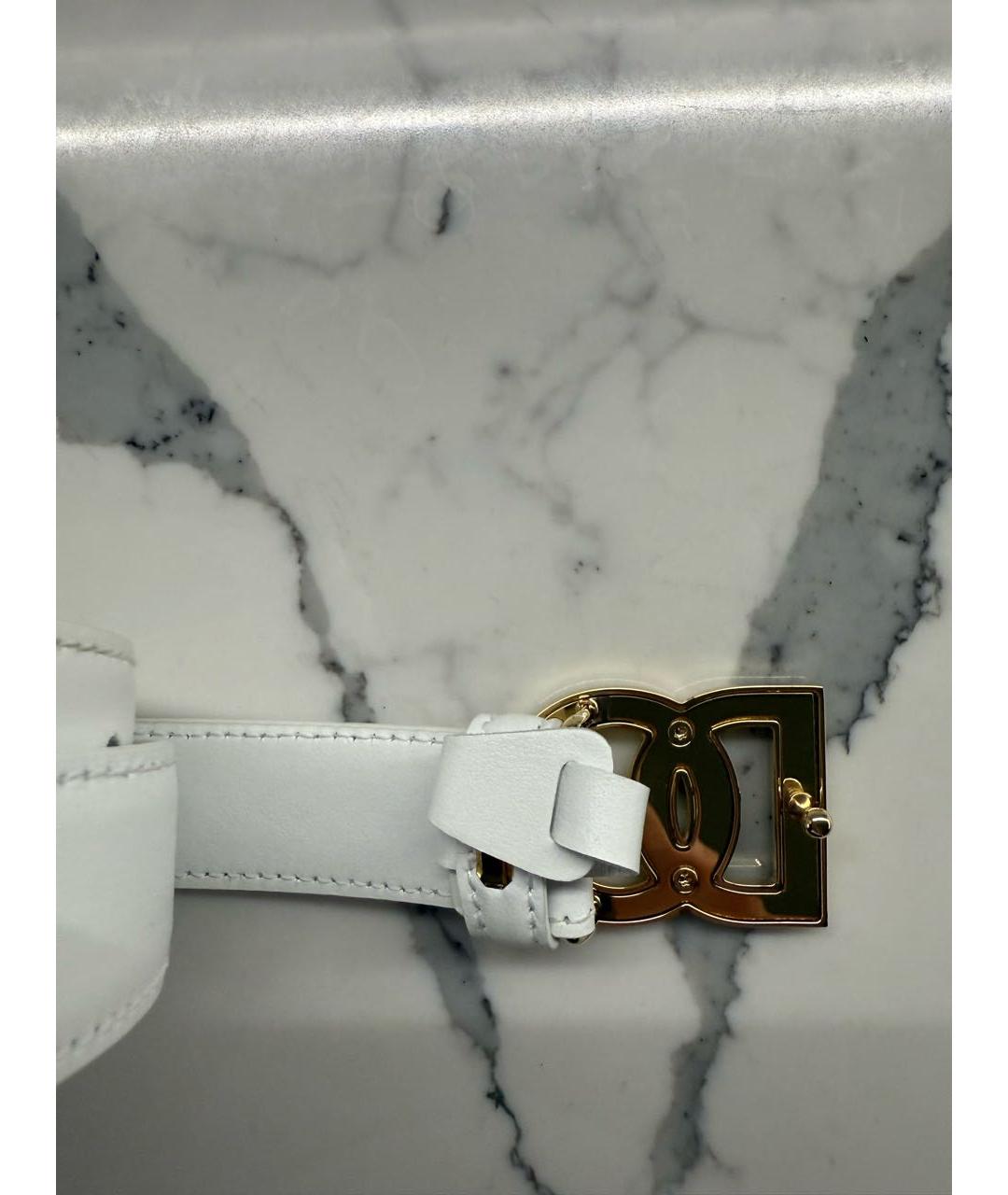 DOLCE&GABBANA Белый кожаный ремень, фото 2