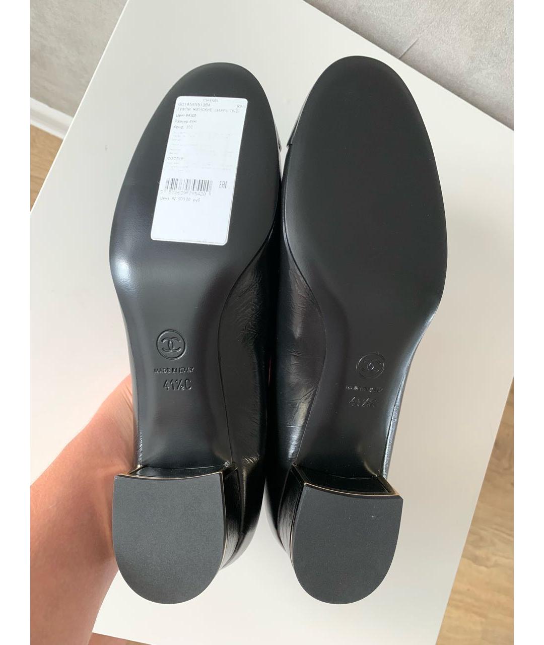 CHANEL Черные кожаные туфли, фото 5