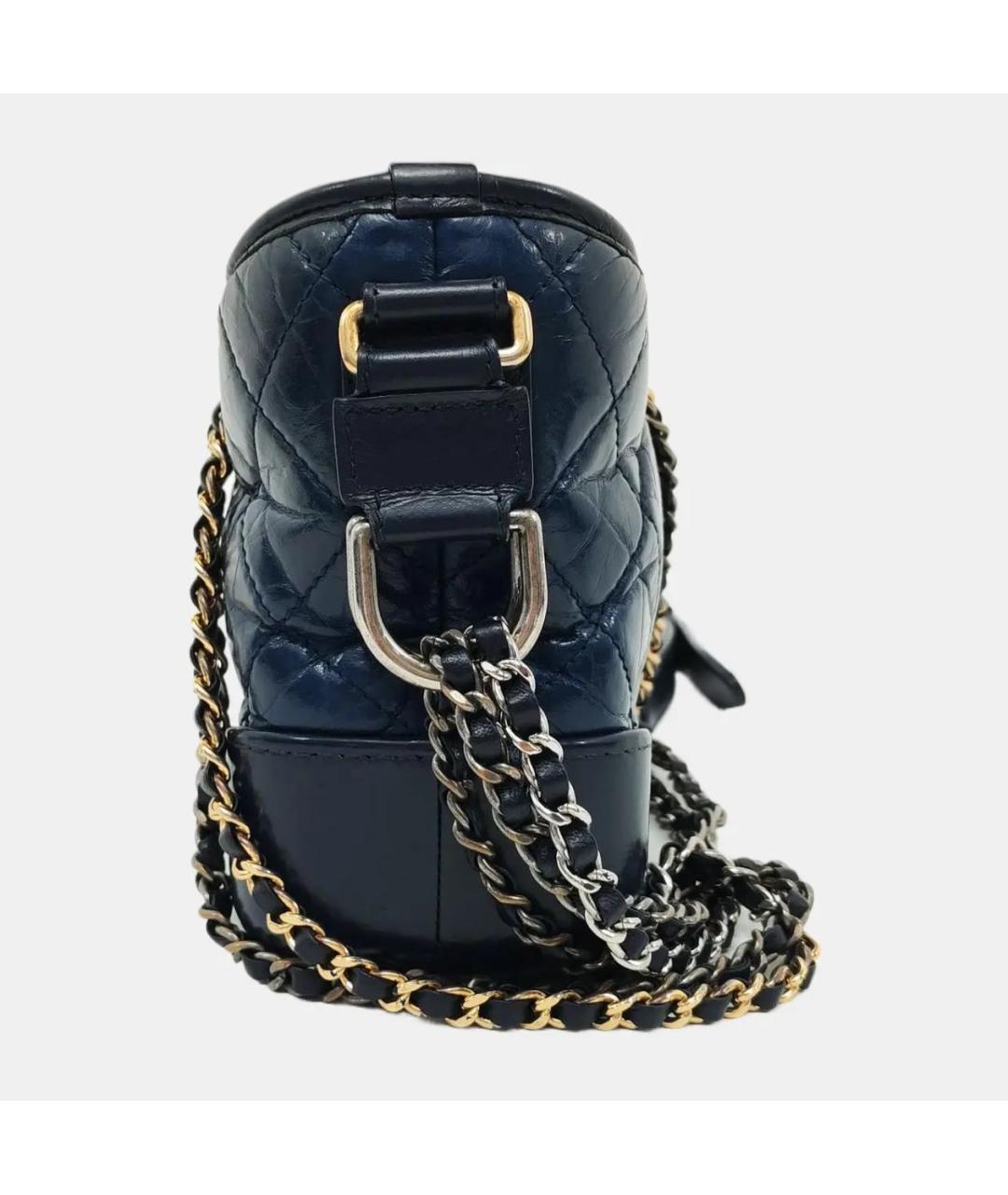 CHANEL Темно-синяя кожаная сумка через плечо, фото 2