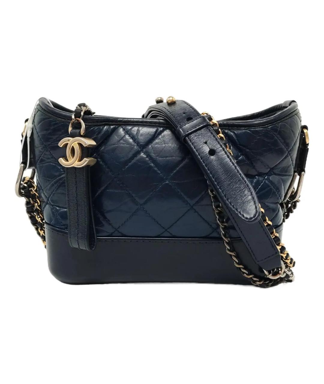 CHANEL Темно-синяя кожаная сумка через плечо, фото 9