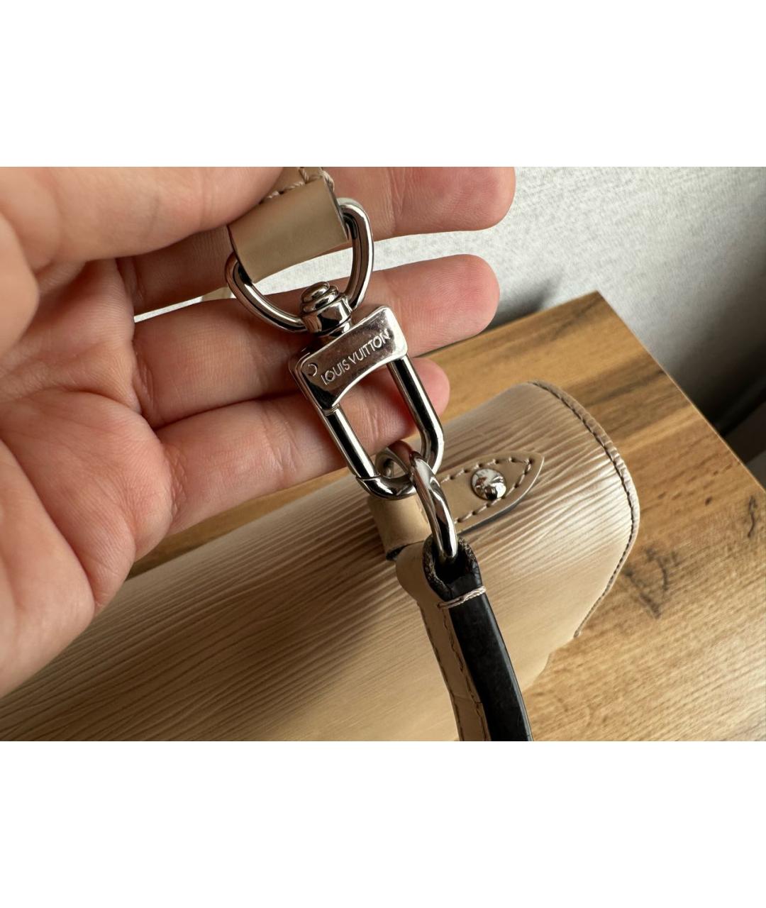 LOUIS VUITTON Бежевая кожаная сумка с короткими ручками, фото 8