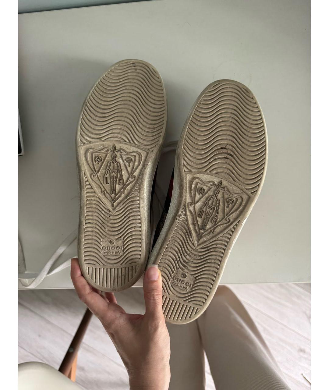 GUCCI Бежевые кожаные низкие кроссовки / кеды, фото 8
