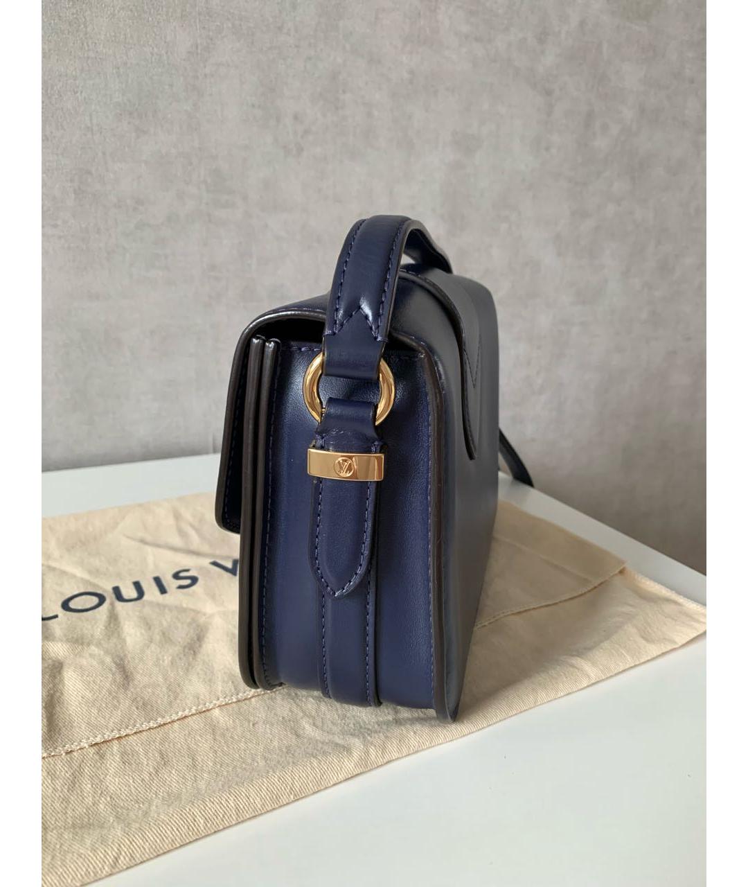 LOUIS VUITTON Темно-синяя кожаная сумка через плечо, фото 4