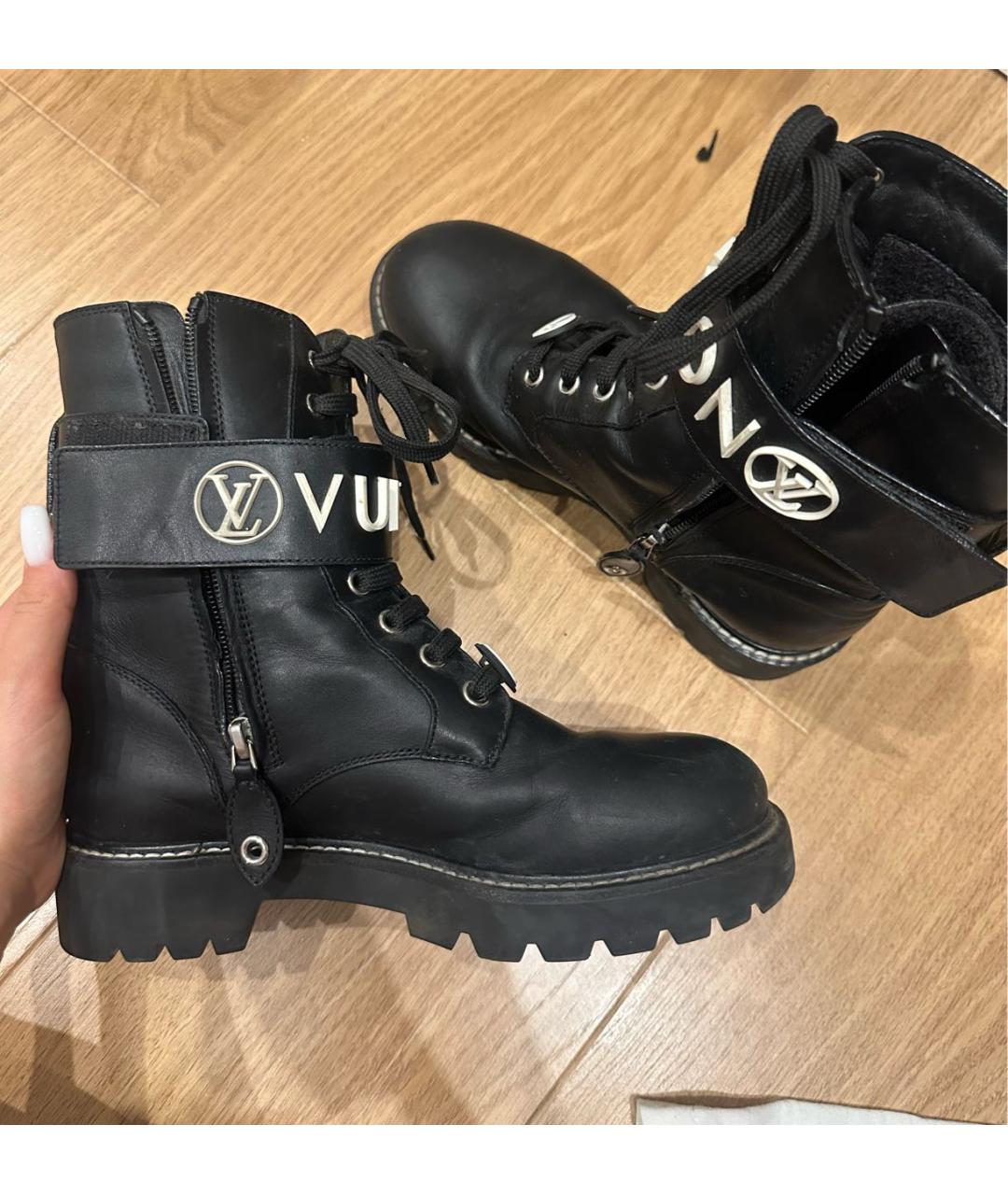 LOUIS VUITTON Черные кожаные ботинки, фото 2