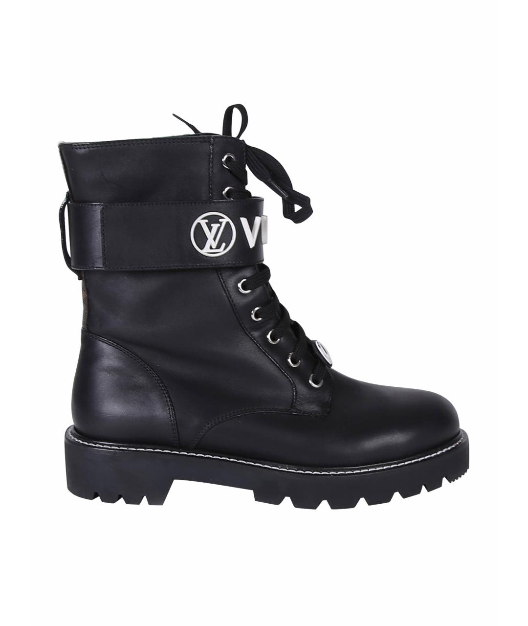 LOUIS VUITTON Черные кожаные ботинки, фото 1