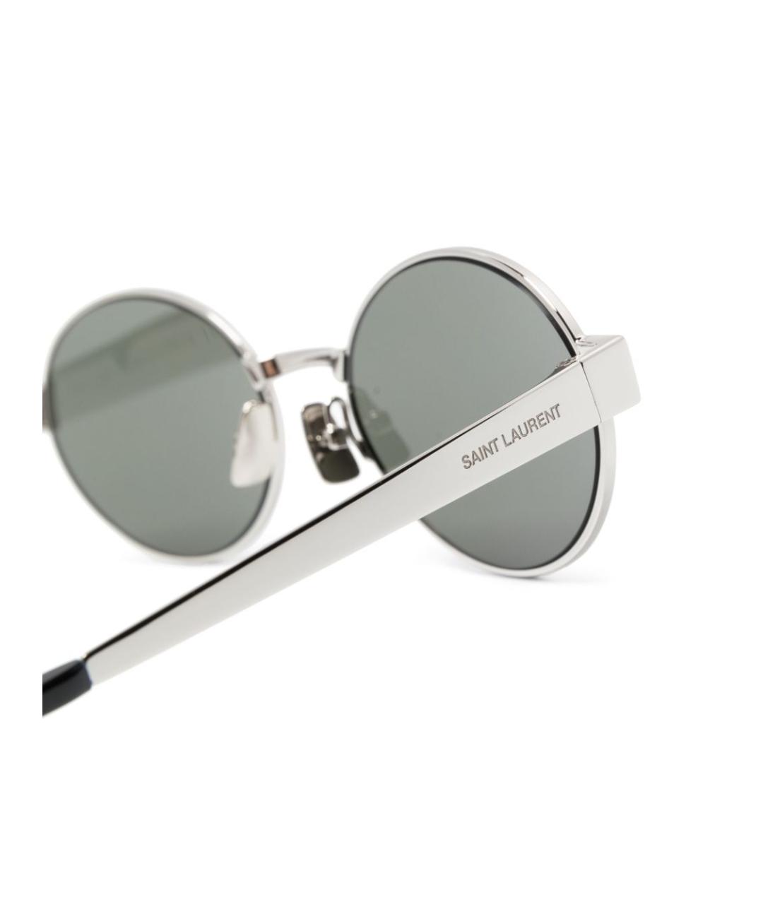 SAINT LAURENT Серебряные металлические солнцезащитные очки, фото 3