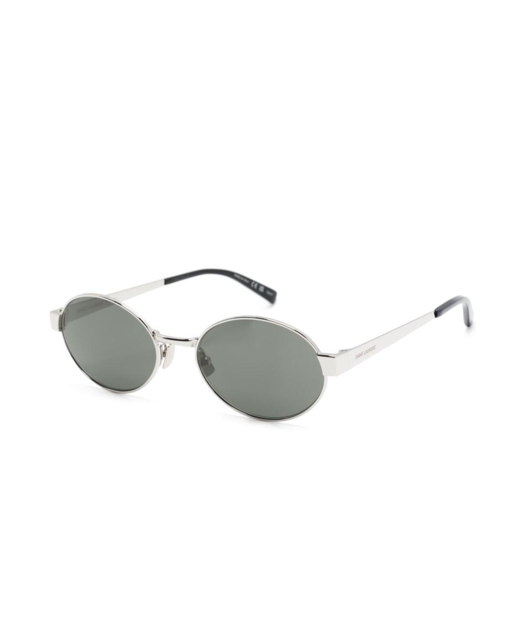 SAINT LAURENT Серебряные металлические солнцезащитные очки, фото 1