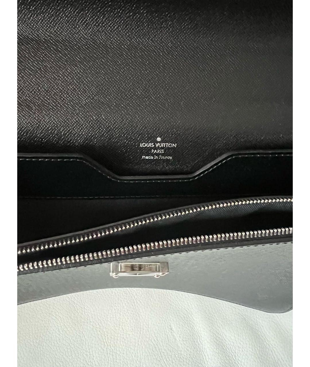 LOUIS VUITTON Черный кожаный портфель, фото 4