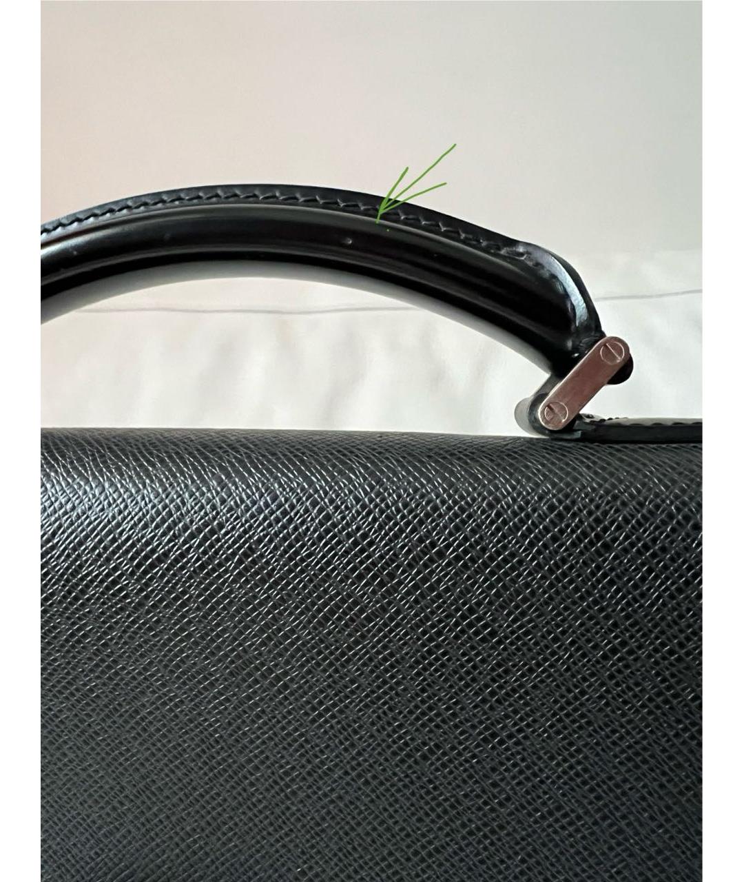 LOUIS VUITTON Черный кожаный портфель, фото 6