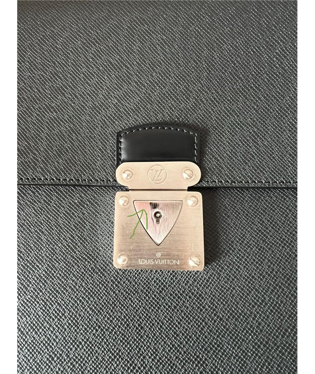 LOUIS VUITTON Черный кожаный портфель, фото 5