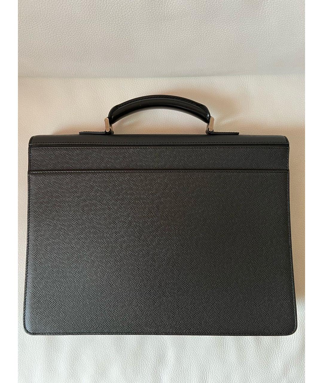 LOUIS VUITTON Черный кожаный портфель, фото 3